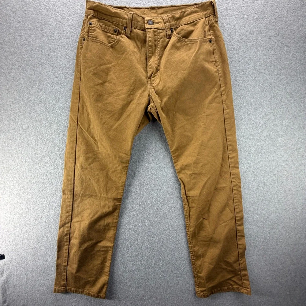 Levis 505 Regular Fit Straight Leg Pants Mens 32x30 Brown Cotton Workwear Casual